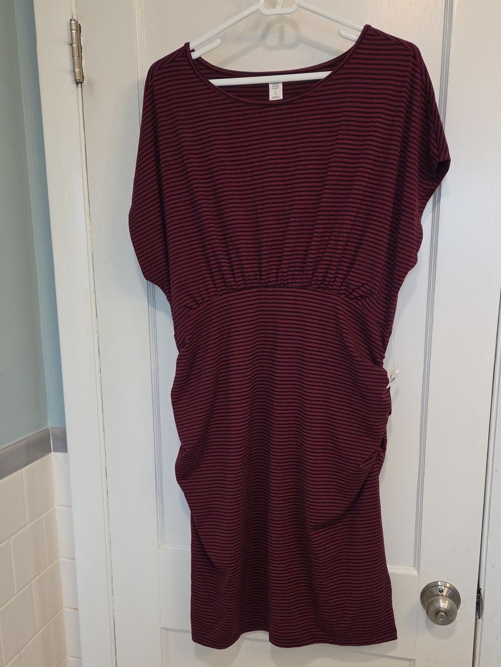 Old Navy Large Maternity Dress Striped Burgundy and Black Women's Dress